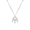 Silver Plated Pendant Necklace with Cubic Zirconia Accents and Three Dangling Beads Elegant Design for Women and Girls Fashion Jewelry