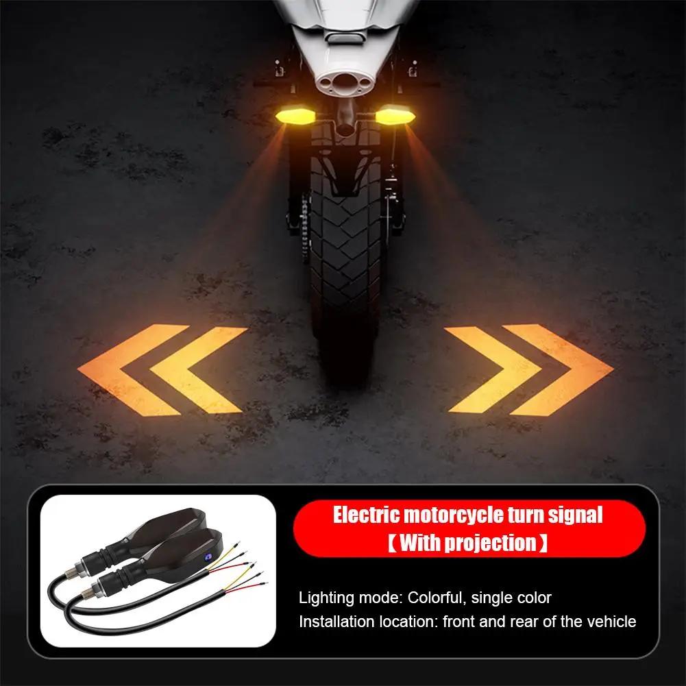 New 2025 Road Projection Style Motorcycle Turn Signal Light Colorful LED Brightness Signal Ambient Warning High Light Turn Q2N9
