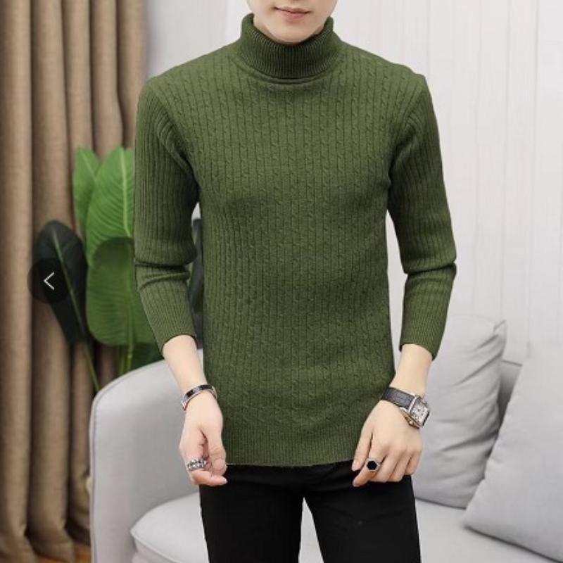Men's Knitwear Autumn and Winter New High-neck Solid Color Twist Bottoming Sweater