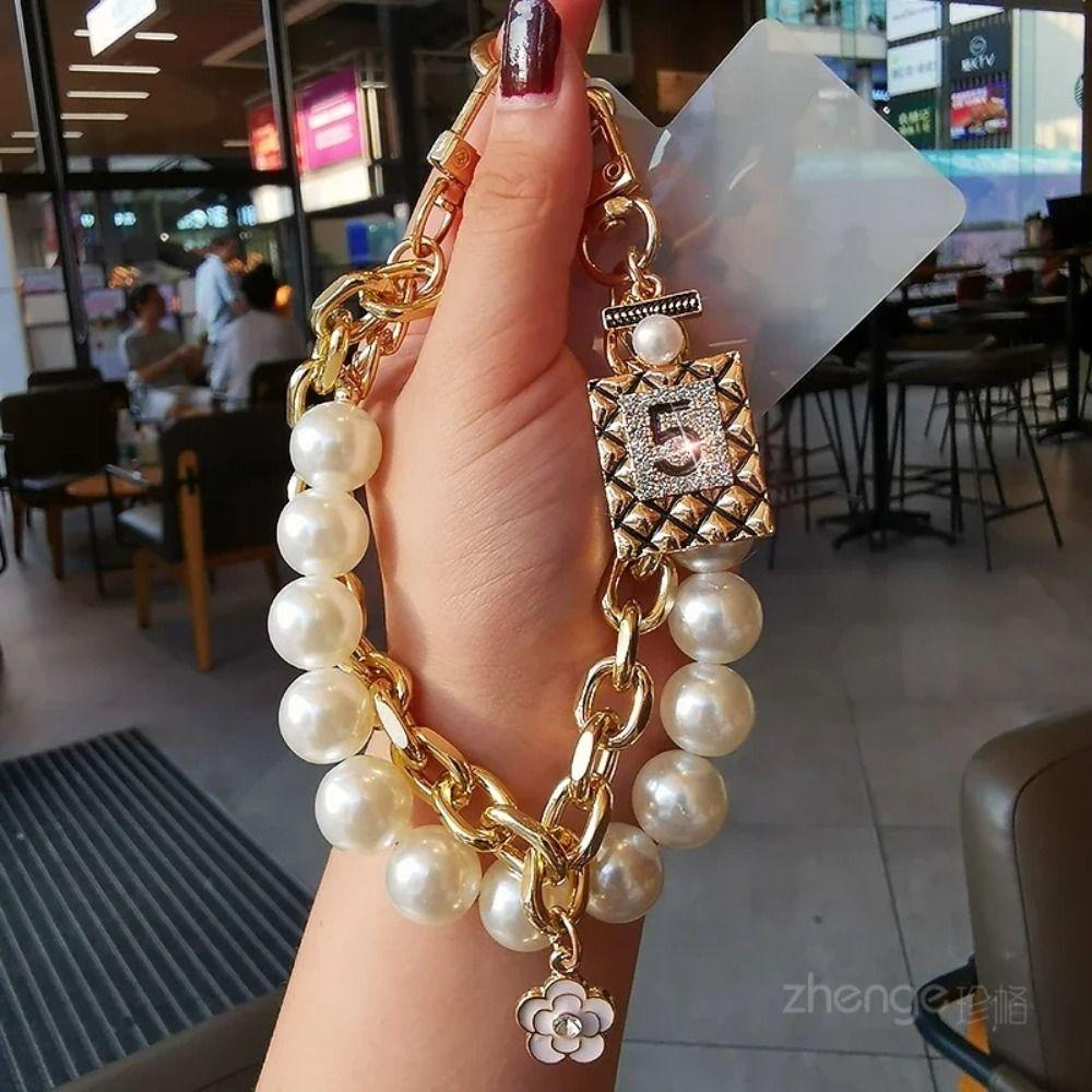 

Double Chain Phone Charms Pearl Pearl Phone Chain New Mobile Phone Lanyard Phone