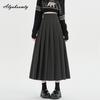 Korean Style Autumn Winter Women Pleated Skirt High Waist Black Gray Woolen Skirt Elegant Warm Thick Wool Skirts Womens