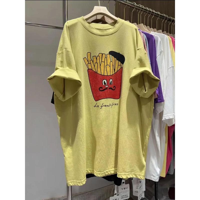 

Women s Oversized Le French Fries Printed Short Sleeve T-Shirt M