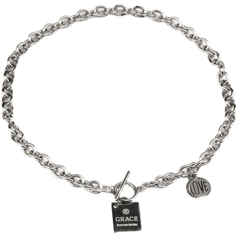 Street Letters Tag Ot Buckle Necklace Trendy Cool Handsome Hip Hop Simple Accessories Hiphop Sweater Chain Women