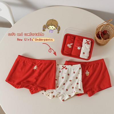Premium Zodiac Pure Cotton Boxer Briefs for Kids: Unisex Red New Year Underwear In Gift Box