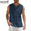 QICED Cotton Sleeveless T-shirt Men's Fashion Loose Shirt Printed Compassionate Shirt