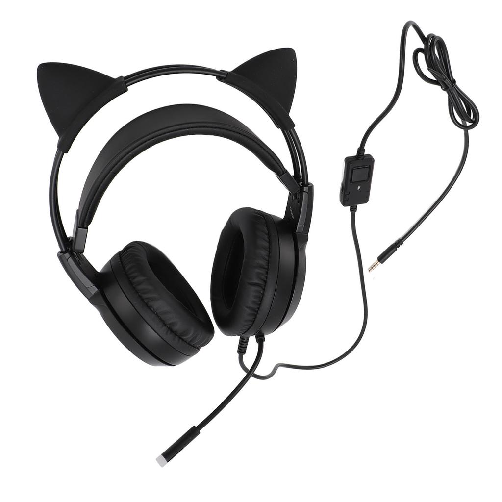 Gaming Hdset 3.5mm Plug Stereo Noise Reduction Cute Cat   Over r Hdphone with Mic for Girls for X BOX PC Phone