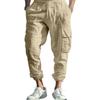 Autumn Cotton and Linen Men's Casual Trousers Tying Feet Multi-pocket Tether Solid Color Loose Work Pants
