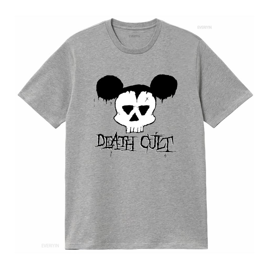 Death Cult Gothic T Shirt Postpunk Darkwave Style with Skull Design Unique Streetwear for Men and Women vintage Washed