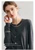 Women's Round Neck 100% Wool Knit Cardigan Sweater - Single-Breasted, Thin German Yangzi Yarn Design