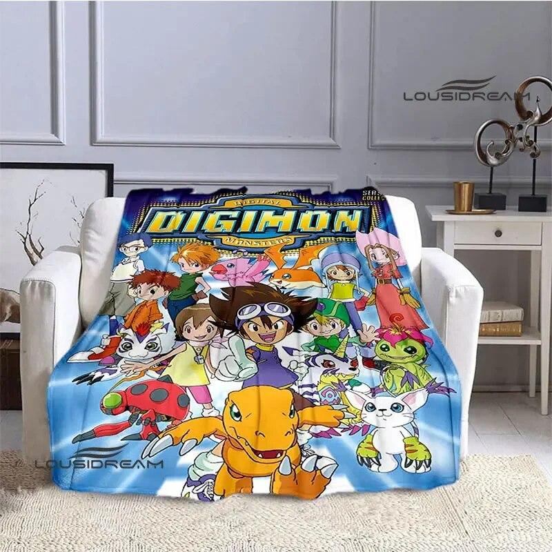 Digimon Cartoon Printing Blanket Flange Warm Blanket Picnic Blanket Home Travel Blanket Bed Linings Birthday Gift