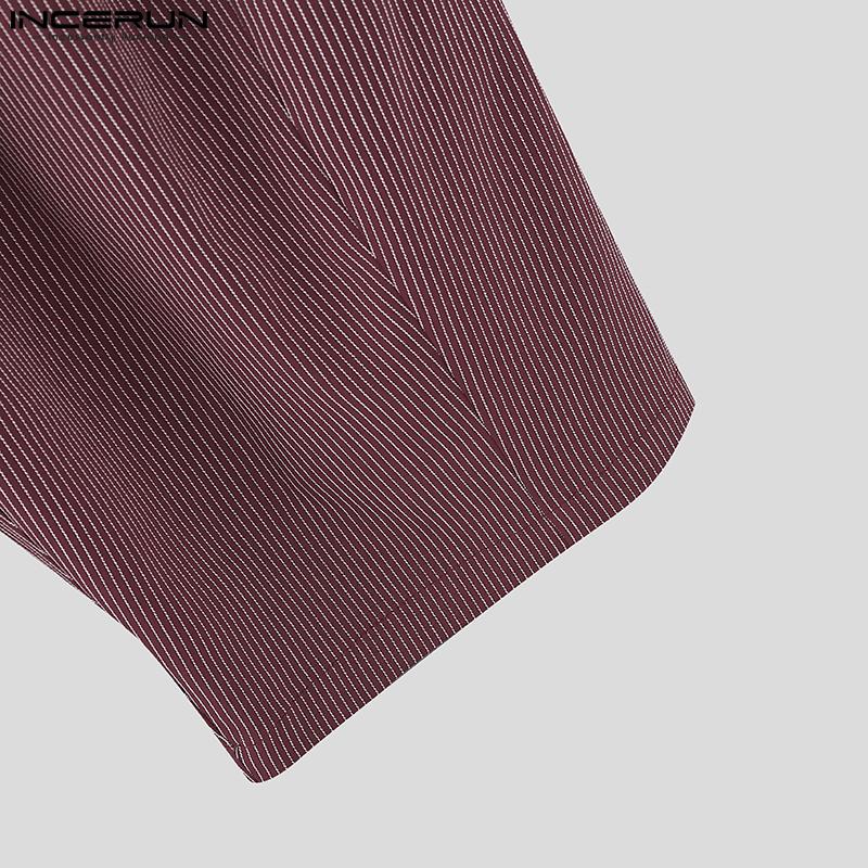 INCERUN Men Drawstring Elastic Waist Striped Casual Loose Harem Pants