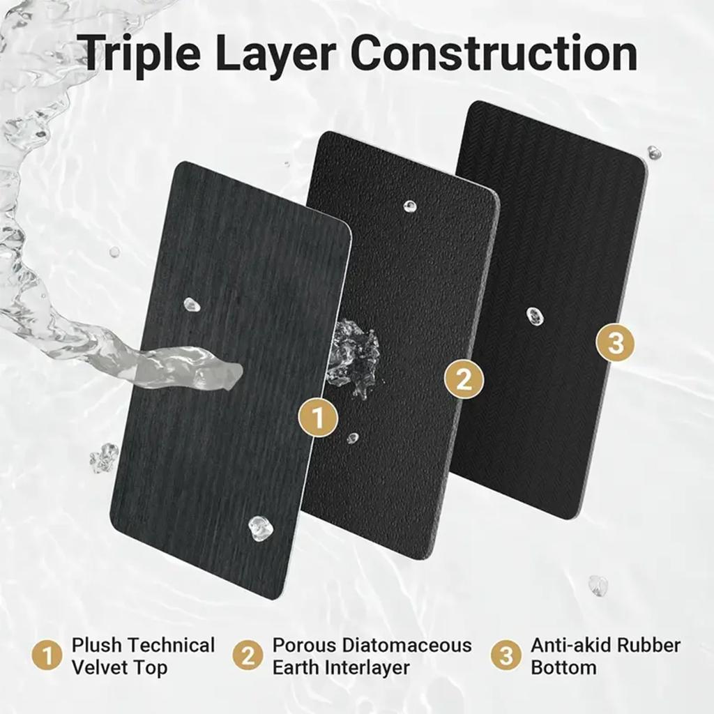 Solid Color Simple Bathroom Floor Mat Curved Anti-Slip Water Absorbing Shower Room Floor Mat Home Decoration