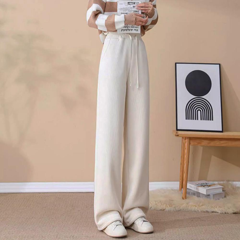 Dámské plus sametové manšestrové kalhoty ležérní sportovní kalhoty s širokými nohavicemi pro ženy korejské zimní oblečení 2024 tepláky silné kalhoty