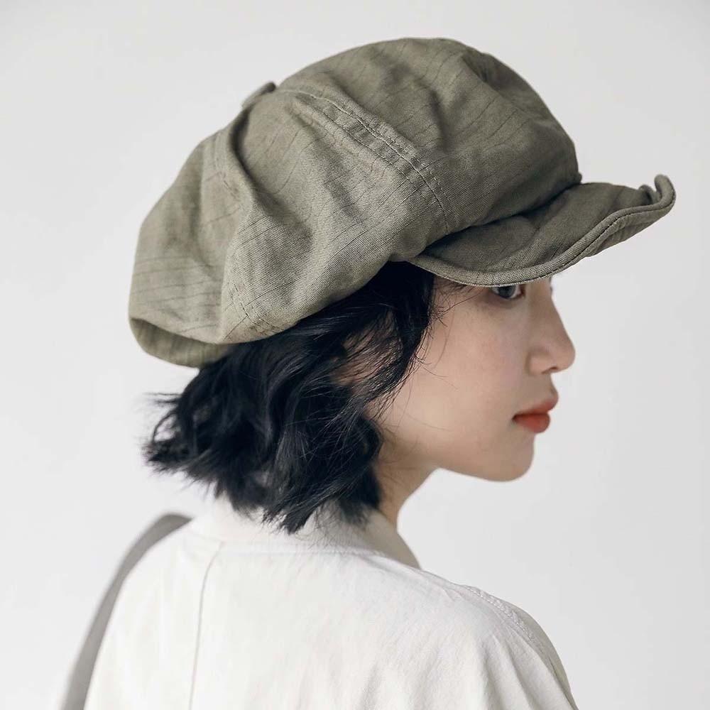 Asymmetric Retro Octagonal Hat Big Head Circumference Women Artist Hat Casual Cloud Beret Cap  Men