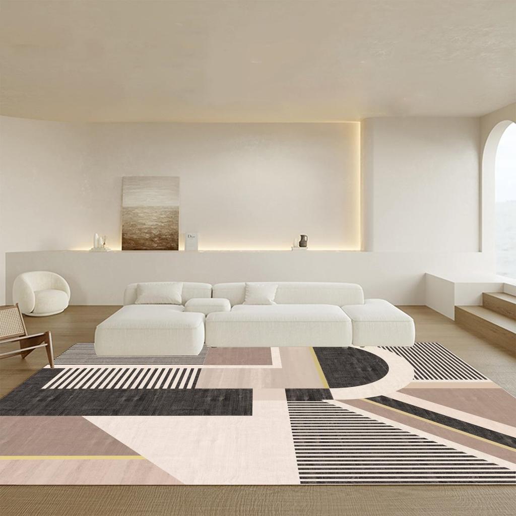 Braune Geometrische Teppiche für Wohnzimmer Große Flächenteppiche für Schlafzimmerdekor Nordische Heimdekoration Ankleidezimmermatte Weicher Lounge-Teppich