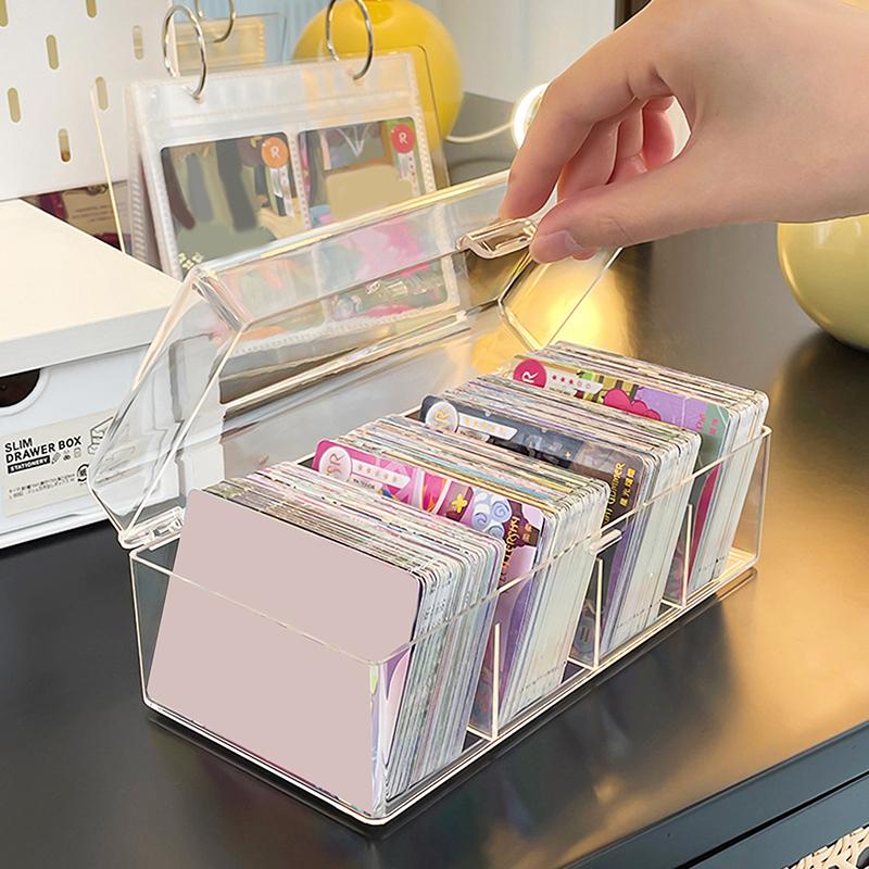 Kpop Pocard Storage Box Transparent Po Card Organizer Compartment Flip Box Card Case Protector Container