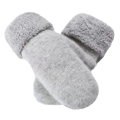 Women's Cute Korean Winter Mittens: Thick Plush Rabbit Fur, Double-Layered Full Finger Warm Gloves