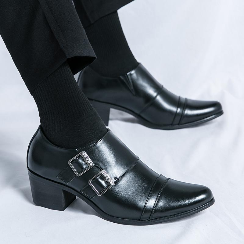 Fashion Men Italy Style High-heeled Fashion Casual Business Formal Leather Shoes Men Pointed Heightening Shoes Senior Casual Party Shoes