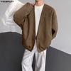 INCERUN Oversized Men Long Sleeve One Button Casual Loose Cardigan Thin Kimono Tops