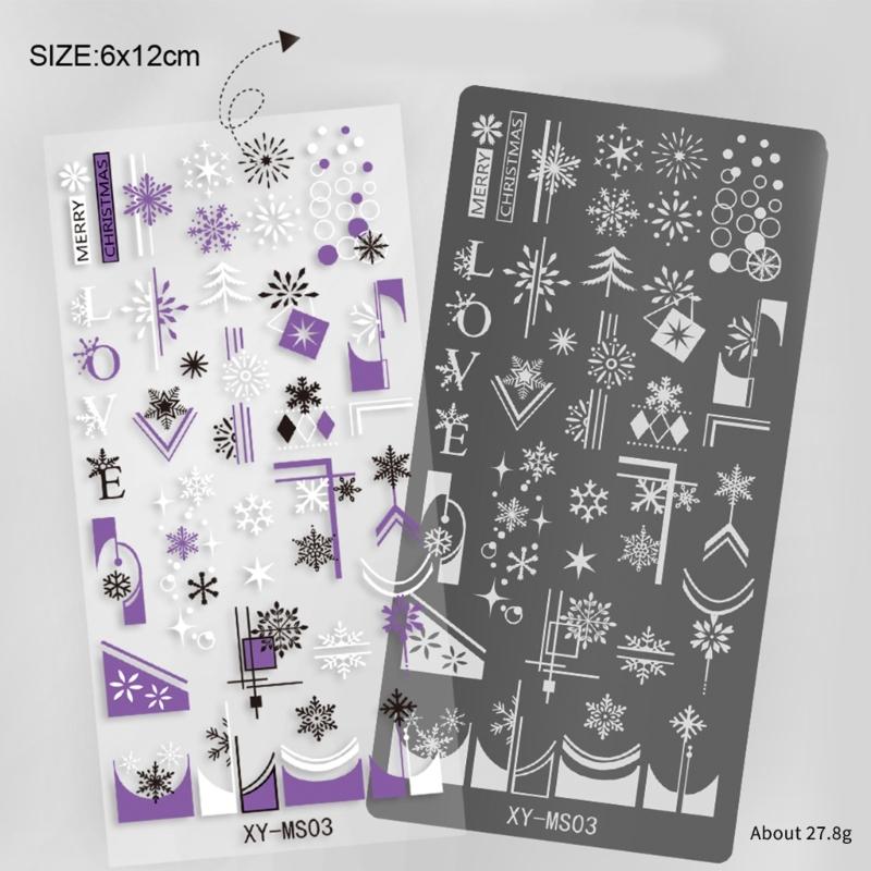 Nägel Stempelvorlagen Weihnachtsserie Nägel Kunst Stempelplatten Schneeflocken Nägel Platten Maniküre Druckschablonen