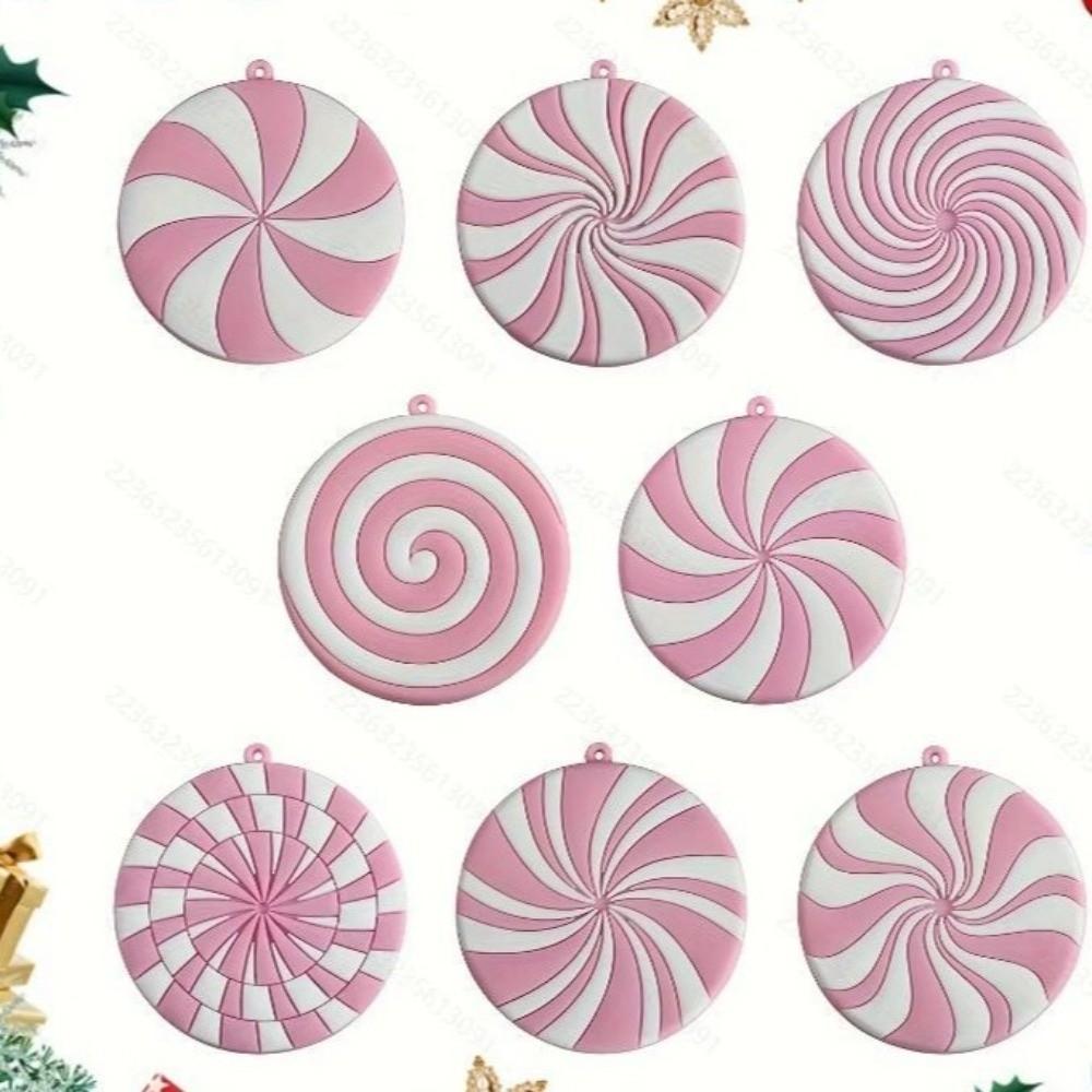 6/10/12Pcs Pink Lollipops Candy Christmas Tree Ornaments DIY Cute Candy Picks Ornaments Xmas Decorations Shatterproof