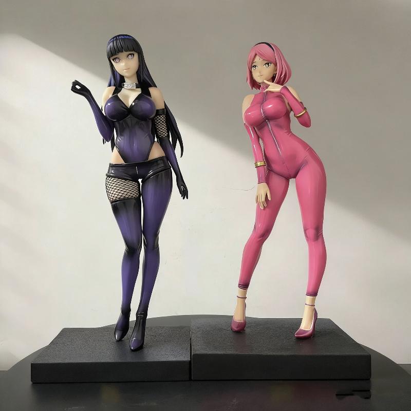 30cm Naruto Shippuden GK Hinata Hyuga Haruno Sakura Latex Bodysuit Anime Girl Figure Statue Desktop Ornament Model Toy Boys Gift
