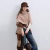 Anti-static Cable Knit High-Neck Poncho Sweater
