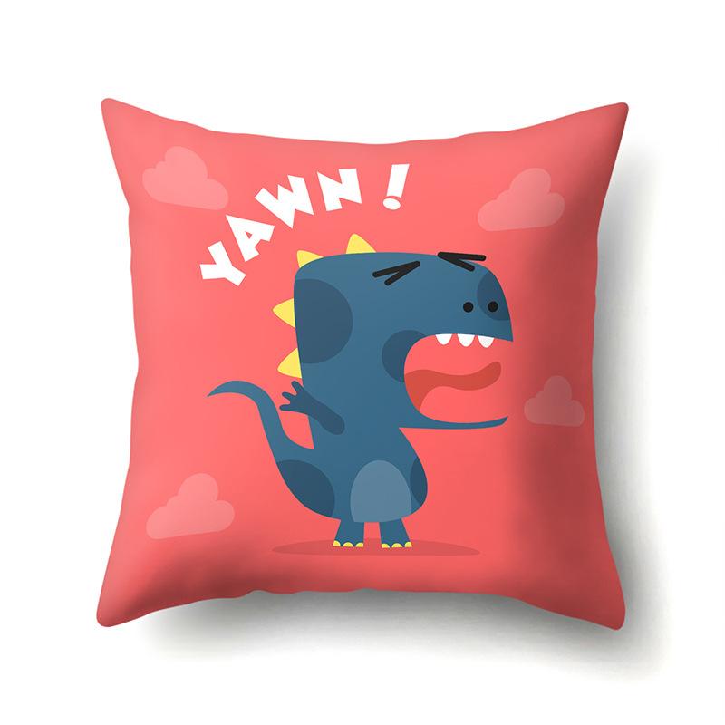 Geometric Dinosaur Pattern Polyester Single-sided Pillowcase Home Sofa Pillowcase Living Room Bedroom Cushion Cover