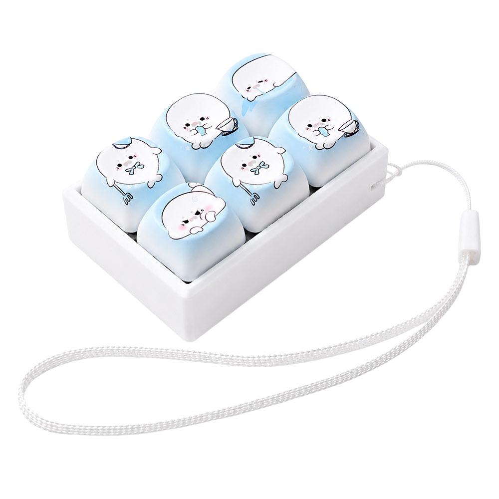 Stress Relief Button Squeeze Keychain Cute Animal Shape Finger Keyboard Cap  Kids Adults