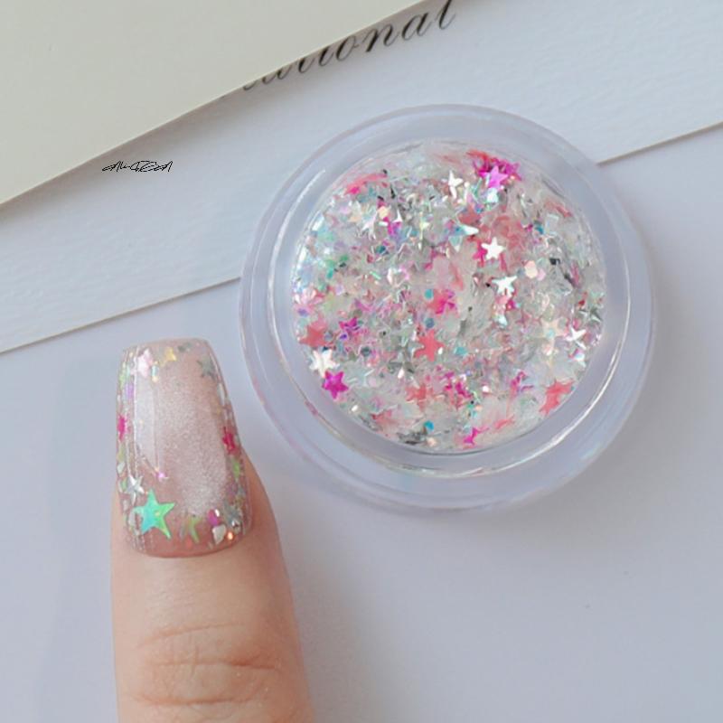 1Box Colorful Star Sequin Nail Art Glitter Powder Ultrathin Aurora Sparkle Magic Mirror Manicure Tools for Decorations