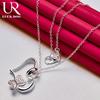 925 Sterling Silver Heart-shaped Butterfly 18 Inch Pendant Necklace Fashionable Wedding Jewelry