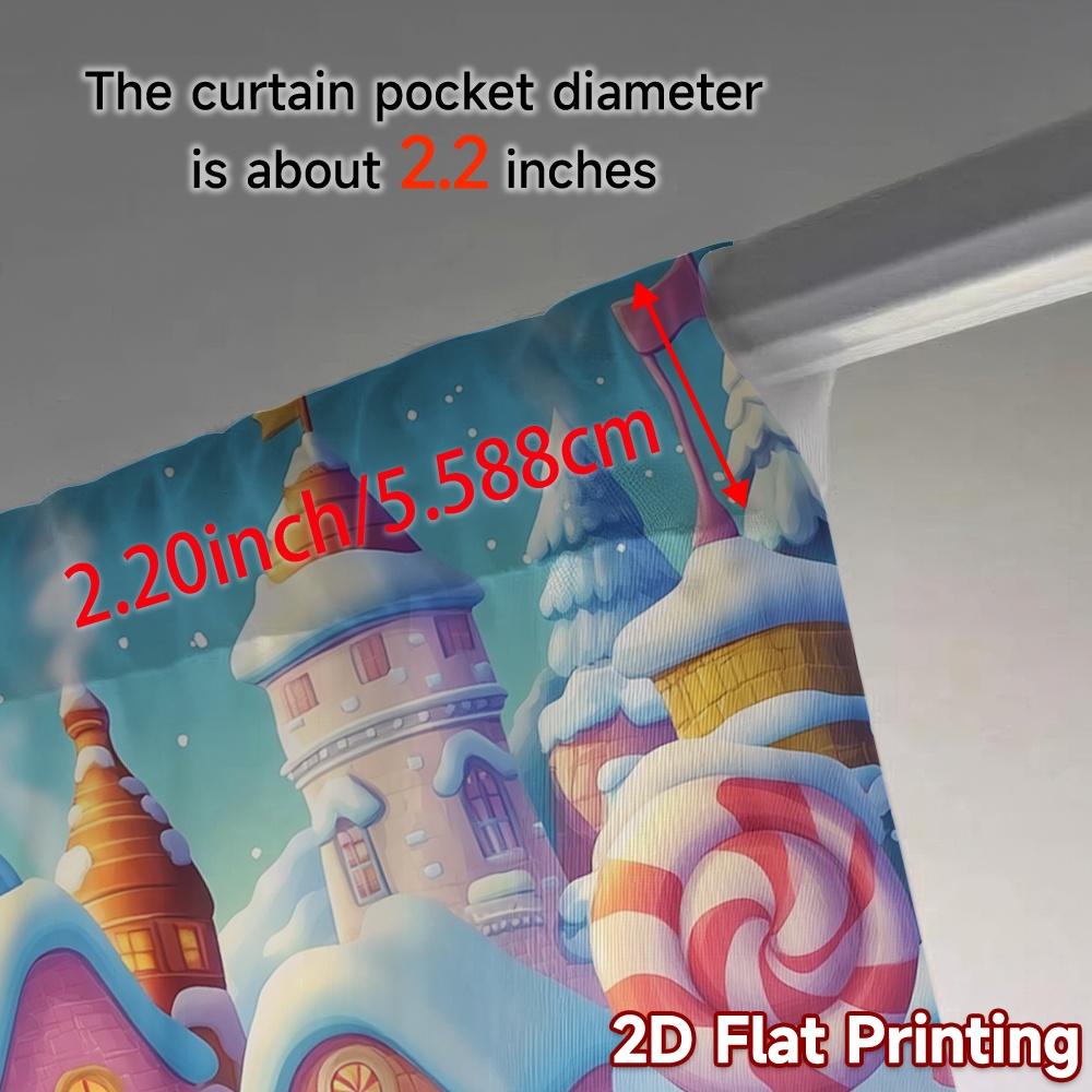 2pcs,Curtains Candy Christmas Village Scene (3) Popular Light Filtering Curtains Yarn Curtains Room Decor for Living Room, Home
