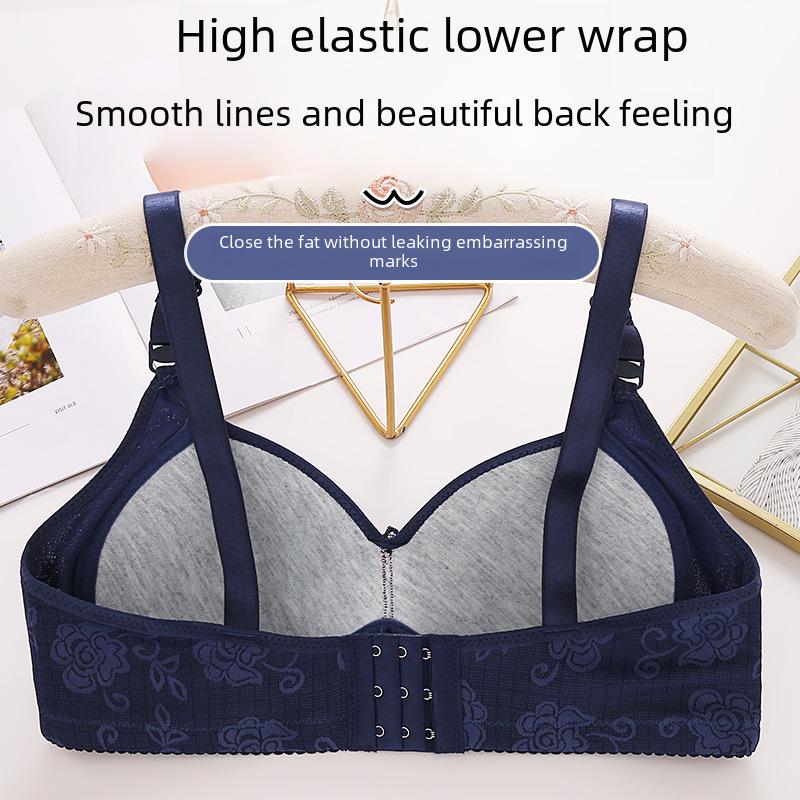 Large Jacquard Thin Cup Non-Wired Full Coverage Bra for Mature Women