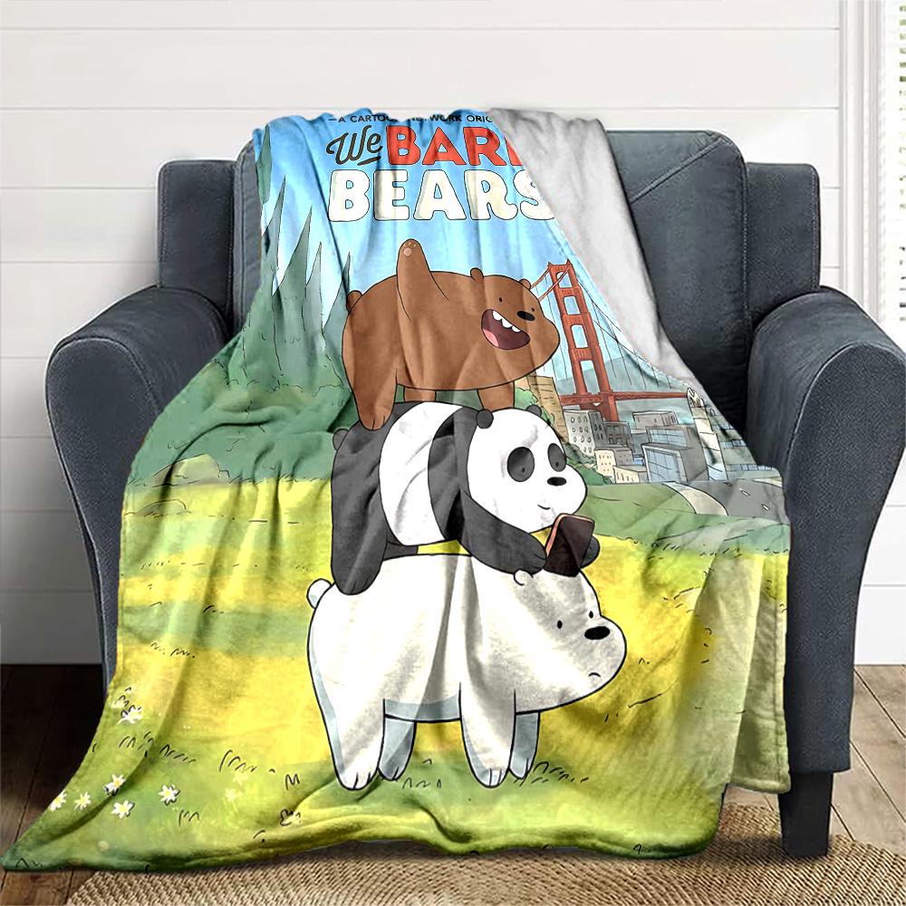 Bare Bears Adventure Flannel Blanket Super Soft Warm Cozy Blanket For Sofa Bed Office Travel Allseason Home Decor Gift