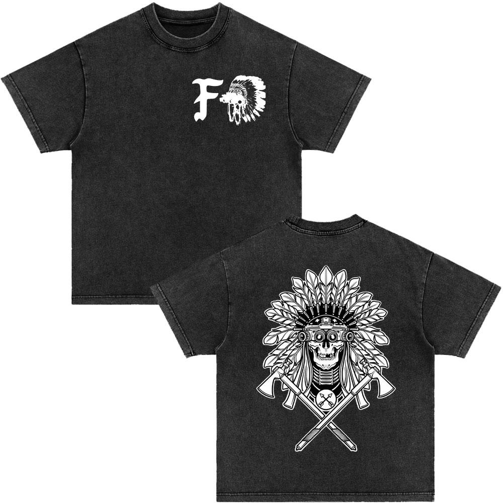 Forward Observations Group Be Seeing You Washed Vintage T-shirt Skeleton Graphic Punk Gothic T-Shirts Men Women Oversized Tshirt