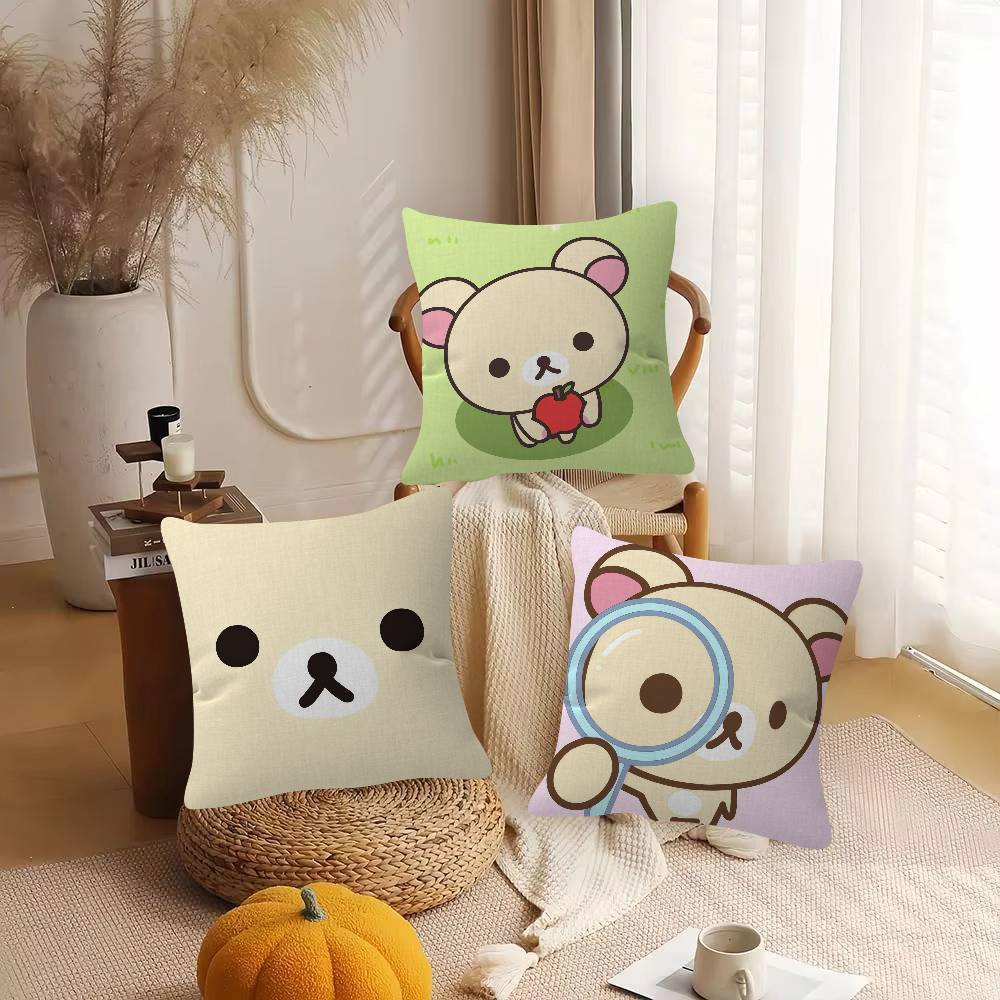 Anime Rilakkuma Cartoon Series Square Pillowcase Soft Waist Sofa Cushion Cover Bedroom Room Pillowcase