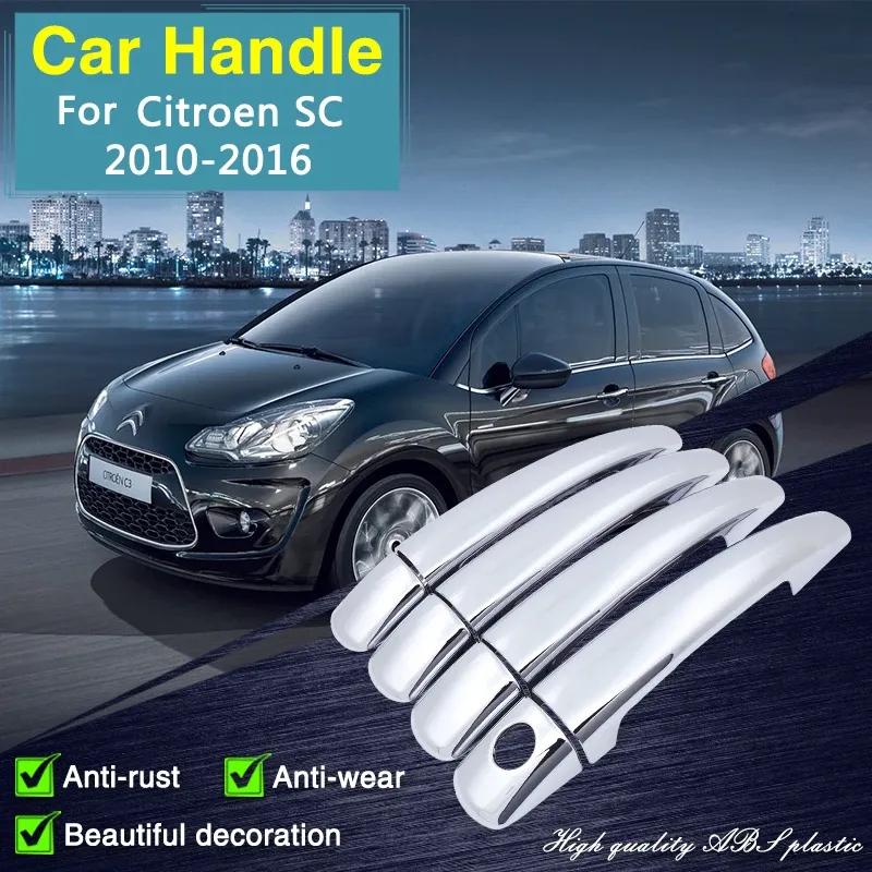 for Citroen C3 SC 2010 2011 2012 2013 2014 2015 2016 Chrome Door Handle Cover Car Accessories Stickers Rustproof Catch Retrofit
