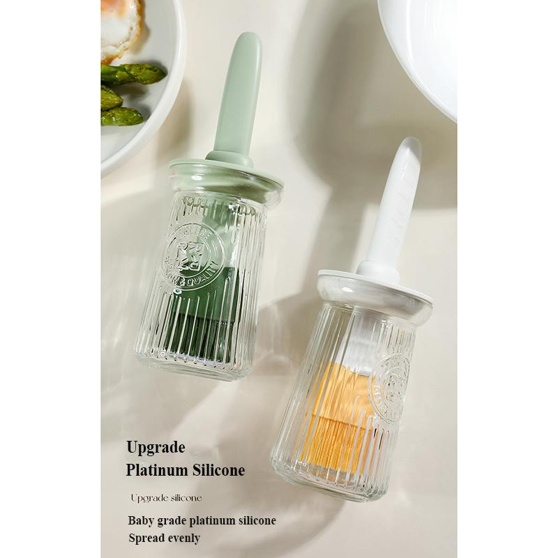 2 in 1 Silicone Dropper Measuring Oil Dispenser Bottle Glass Olive Oil Dispenser Bottle With Silicone Brush