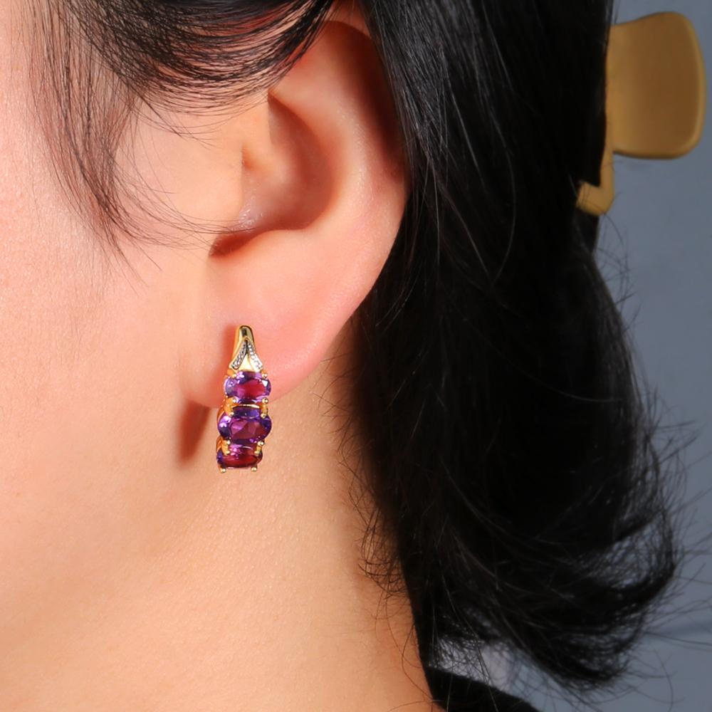 925 Sterling Silver Natural African Amethyst Ring Earrings Pendant Necklace Set Fashion Women's Birthday Exquisite Gift