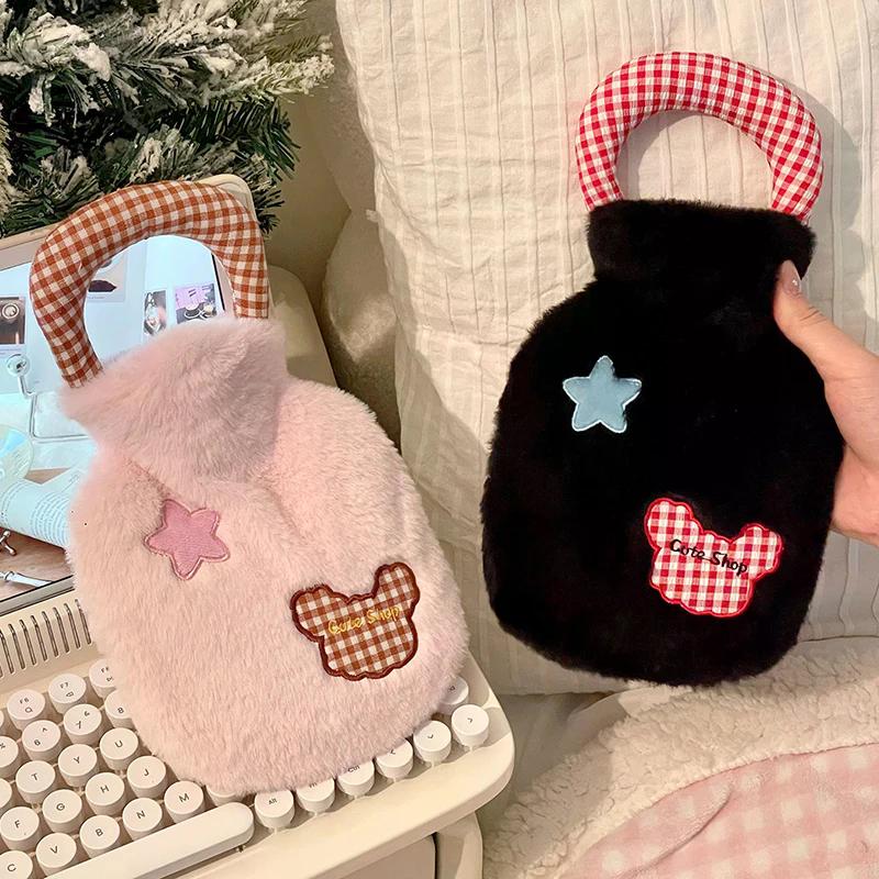 Cute Hot Water Bottle Bag For Girls Plush Shoulder Hand Warmer Heat Pack Warm Belly Instant Hot Pack Winter Water Heating Pad