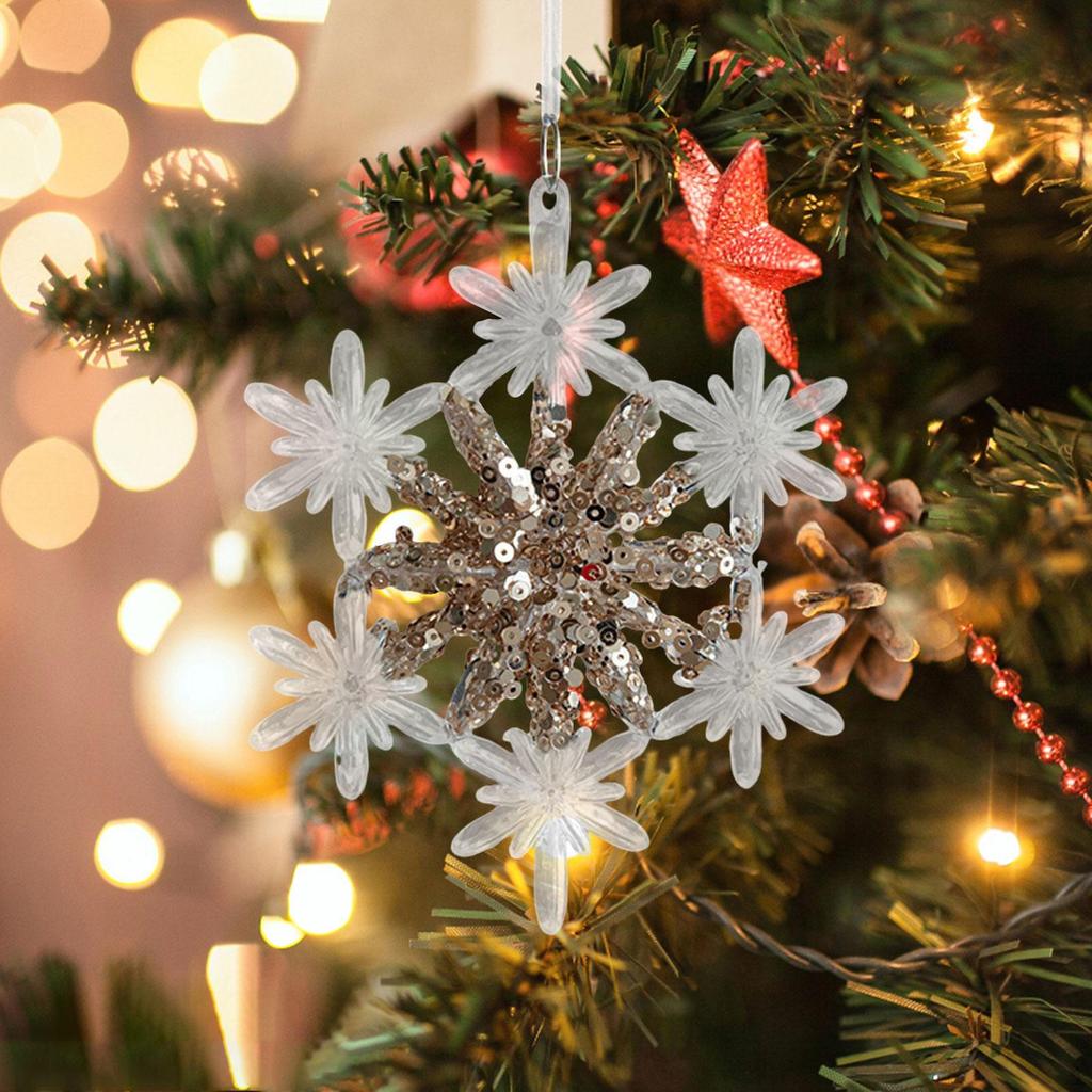 Christmas Tree Pendant Acrylic Ornament Sequin Xmas Decoration Winter Theme for Nursery