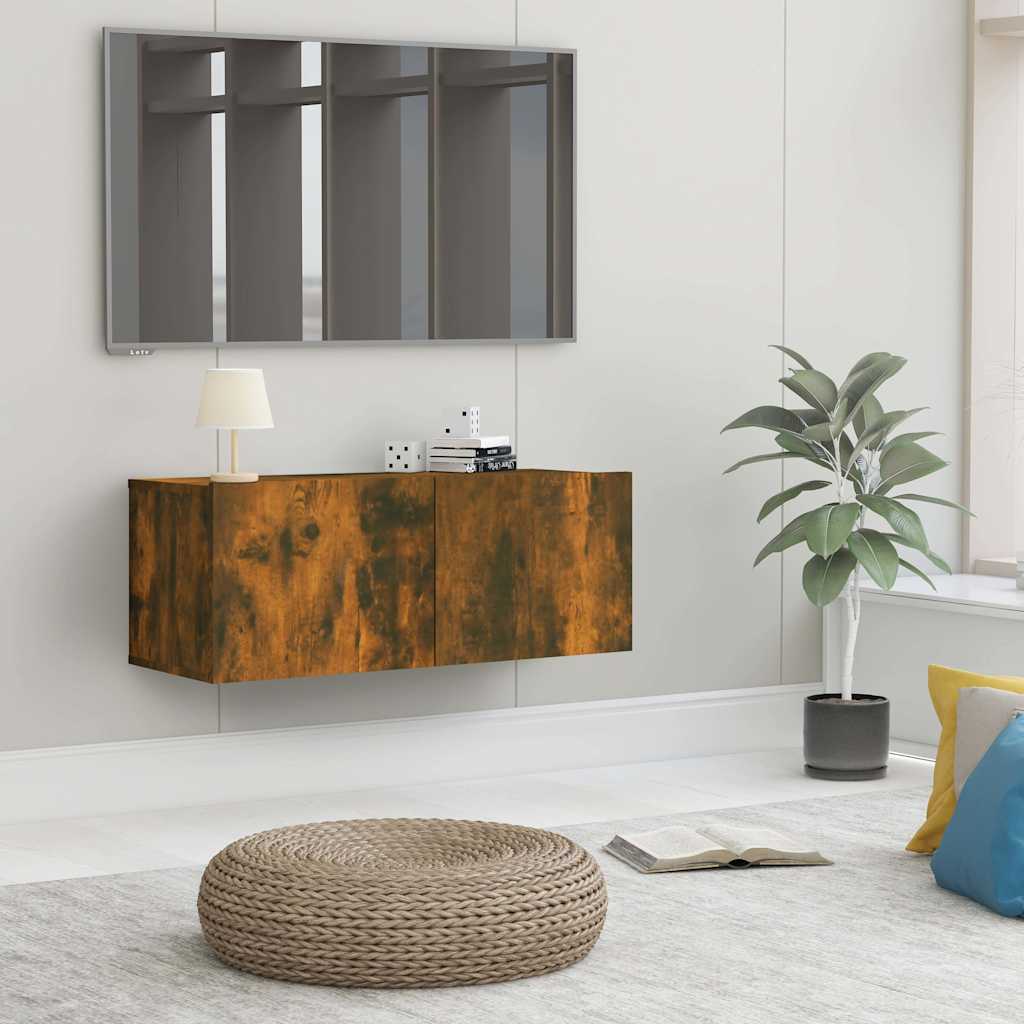 Vidaxl Ścienna Szafka Tv, Przydymiony Dąb, 80X30X30 Cm