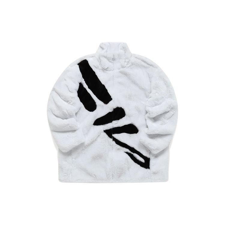 

FILA Color Block Large Logo Трикотажная флисовая толстая теплая куртка с воротником-стойкой женская куртка белого цвета A11W141512F-WT XL