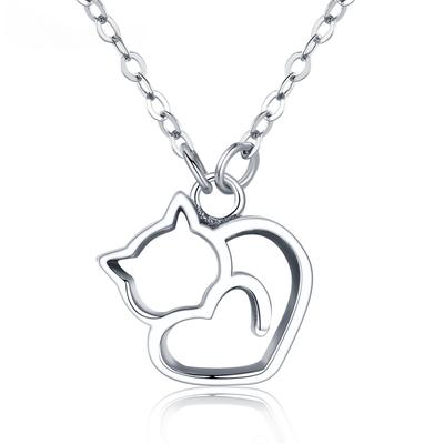 S925 100%  Sterling Silver Minimalist Lovely Cat Pendant Necklace Cute Animal Neck Chain for Women Birthday Gift