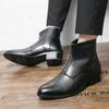Fashion Designer Brand Men's Genuine Leather Shoes Fashion High Top Shoes Men's Short Boots Zipper Pointed Cotton Shoes New Boots