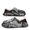 All-inclusive and Waterproof Cotton Slippers, Anti-skid and Velvet Warm for Autumn and Winter Wear, Couple Fashion Graffiti Cotton Shoes
