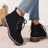 Fashion 2025 Thick Heels Ankle Boots for Women Vintage Plus Size 36-43 Lace Up Shoes Woman Autumn Winter Non Slip Short Booties Mujer