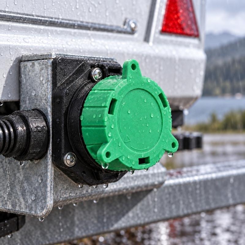 ABS Trailer Electrical Protective Covers, 10 Green Slip-On Pieces for European 13-Pin Interfaces to Help Limit Dust and Loose Debris Entry