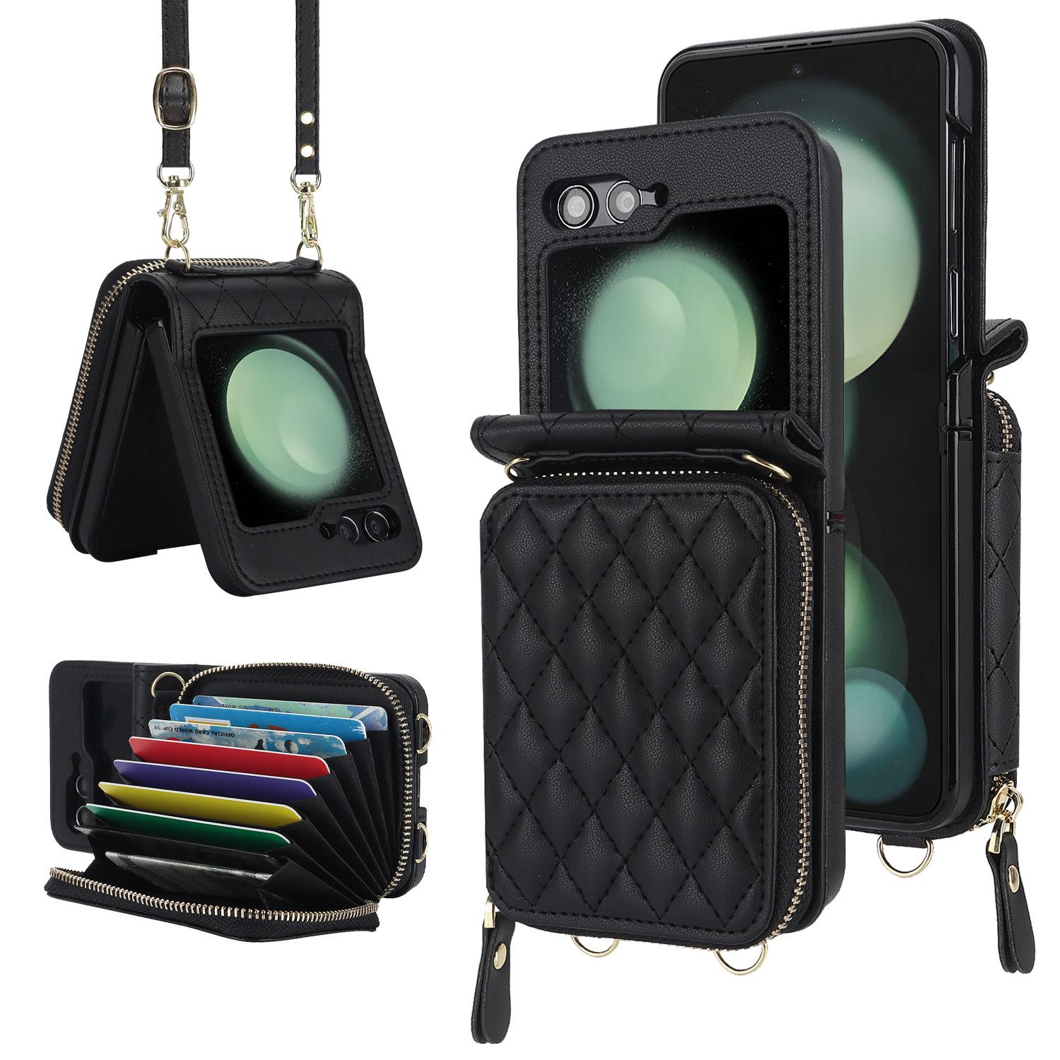

Suitable for Flip7 Mobile Phone Case Fashion Samsung ZFlip6 Crossbody Small Fragrance Style Moto60 Mobile Phone Case Plaid Leather Case Galaxy Z Flip 7