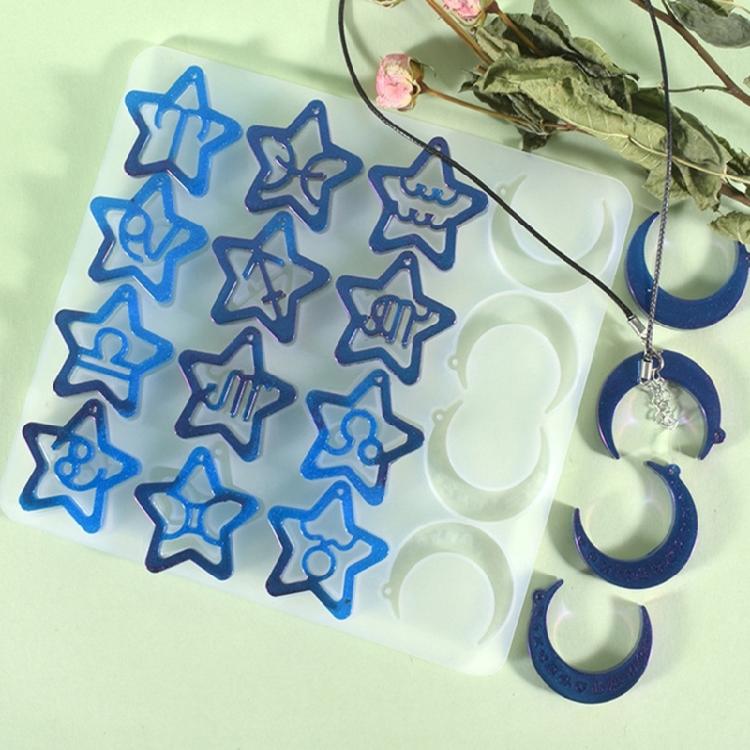 Astrological Silicone Mold For Handcrafted Necklace Charm Heat Resistant Zodiacs Charm Keychain Pendant Mould